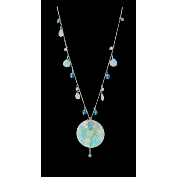 Lia Sophia Blue Disc Necklace - Picture 1 of 6